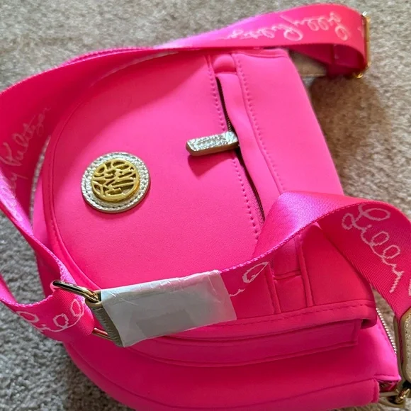 Lilly Pulitzer Neoprene Bright Pink Crossbody Bag - Picture 4 of 7